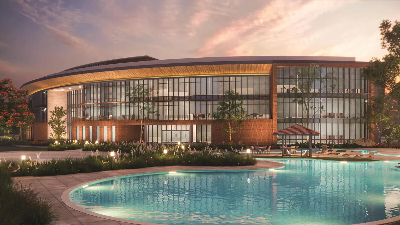 The Club at Sobha Aranya, Karma Lakelands Gurgaon, exterior and pool