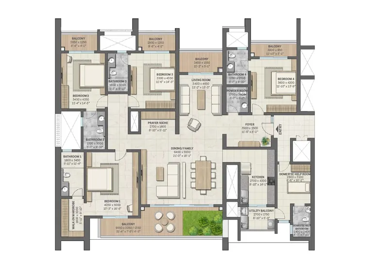 SOBHA Aranya 4 BHK floor plan, 3,795 sq.ft.