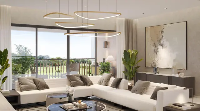 Living room in an Aranya Tower 1 residence